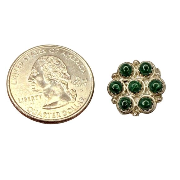 Native American Green Malachite 925 Sterling Silver Earrings Rare Carol Allapowa - Picture 11 of 14